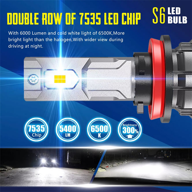 S6 30W H7 H4 LED Headlight 10800lm H8 HB3 9005 HB4 9006 H11 9004 9007 H13 9012