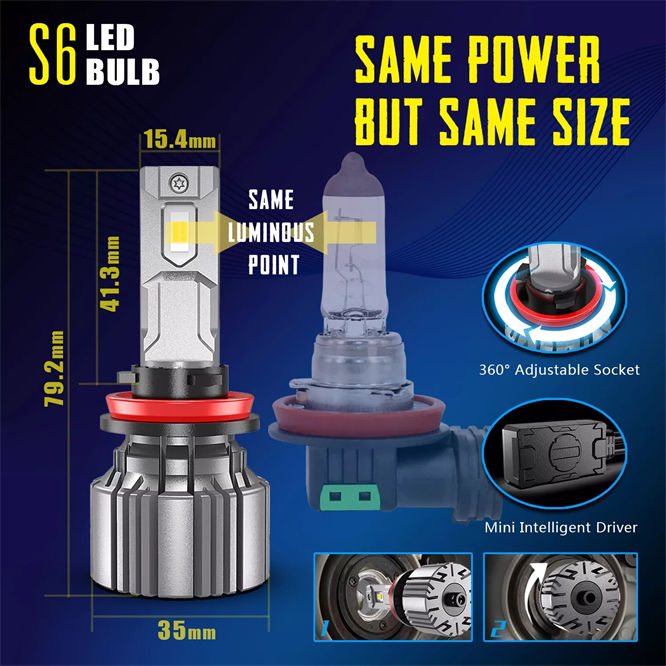S6 30W H7 H4 LED Headlight 10800lm H8 HB3 9005 HB4 9006 H11 9004 9007 H13 9012