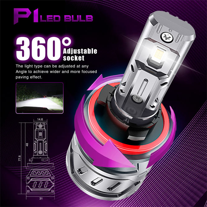 P1 28W H7 H4 LED Headlight H8 HB3 9005 HB4 9006 H11 9004 9007 H13 9012 10000lm