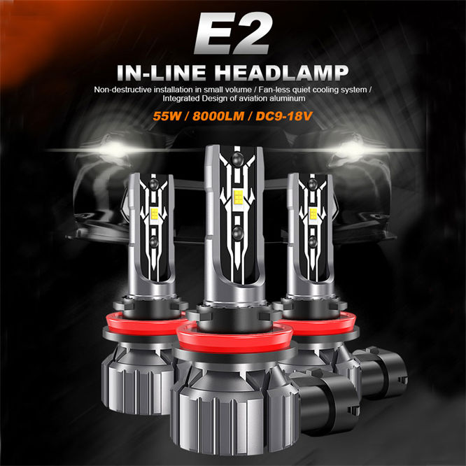 E2 55W H7 H4 LED Headlight H8 HB3 9005 HB4 9006 H11 9004 9007 H13 9012 8000lm